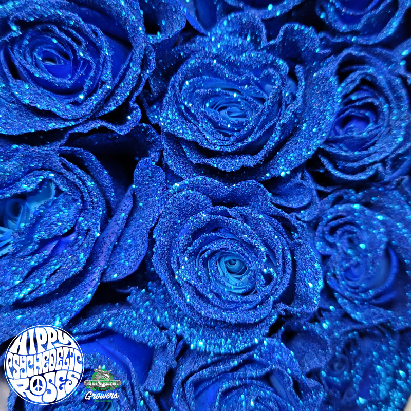 Blue Glitter Roses