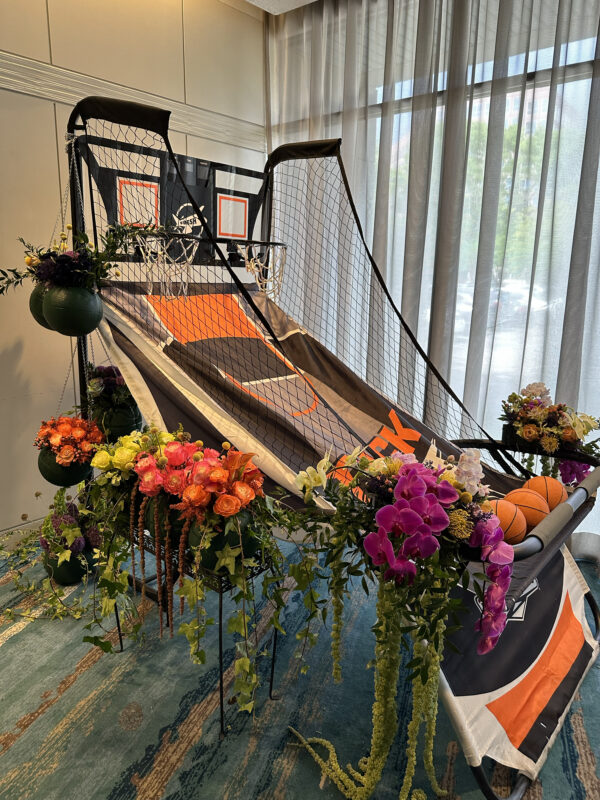 Interactive Flower Basketball display by Jet Fresh Flowers. 